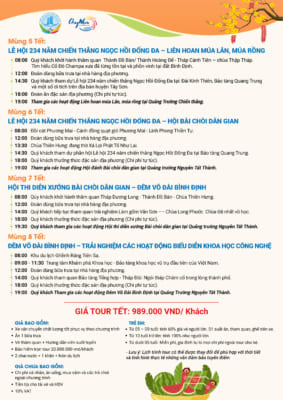 Bảng Tour Tết Quý Mão Từ mùng 1 đến mùng 8 tại Bình Định