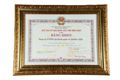 Bằng Khen Công ty TNHH Lữ Hành Quốc Tế Golden Life đã có thành tích xuất sắc trong công tác tổ chức hoạt động du lịch hè Quy Nhơn - Bình Định năm 2016